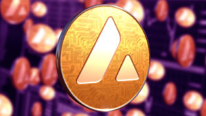 gold Avalanche (AVAX) cryptocurrency concept coin